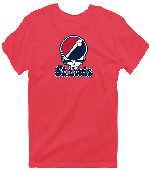 St. Louis Baseball Stealie Grateful Dead T-Shirt — St. Louis Cardinals — Heather Red