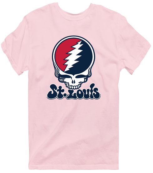 St. Louis Baseball Stealie Grateful Dead T-Shirt — St. Louis Cardinals — Light Pink