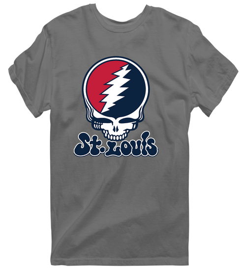St. Louis Baseball Stealie Grateful Dead T-Shirt — St. Louis Cardinals — Charcoal
