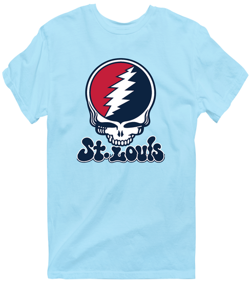 St. Louis Baseball Stealie Grateful Dead T-Shirt — St. Louis Cardinals — Light Blue