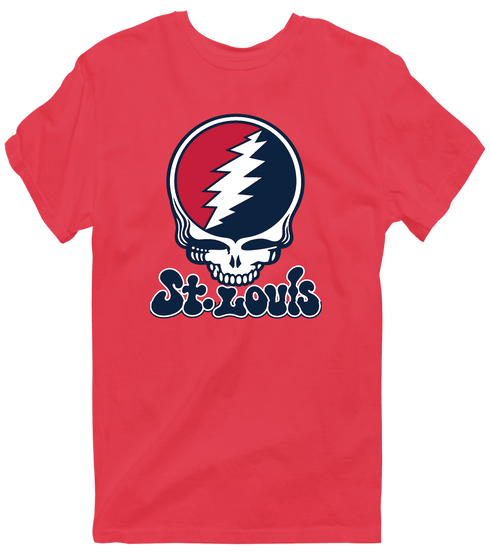 St. Louis Baseball Stealie Grateful Dead T-Shirt — St. Louis Cardinals — Heather Red