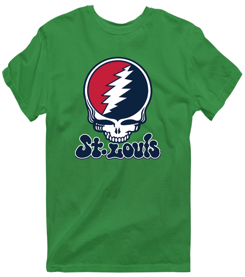 St. Louis Baseball Stealie Grateful Dead T-Shirt — St. Louis Cardinals — Irish Green
