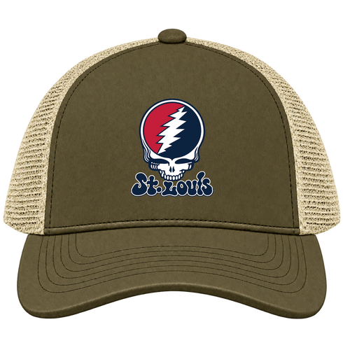 St. Louis Baseball Stealie Grateful Dead Trucker Cap — St. Louis Cardinals — Moss/Khaki