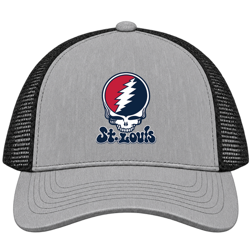 St. Louis Baseball Stealie Grateful Dead Trucker Cap — St. Louis Cardinals — Heather Grey/Black