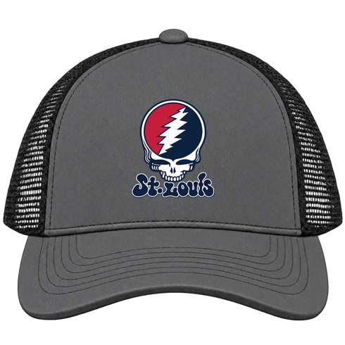 St. Louis Baseball Stealie Grateful Dead Trucker Cap — St. Louis Cardinals — Charcoal/Black