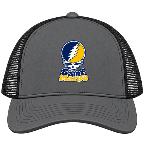 St Marys Stealie Premium Unisex Trucker Cap — Design: St. Mary's College of Maryland — Charcoal/Black