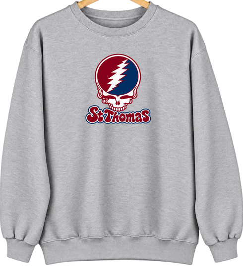 St Thomas Stealie Premium Unisex Crewneck — Design: St Thomas University — Sport Grey