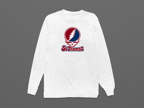 St Thomas Stealie Premium Unisex Long-Sleeve — Design: St Thomas University — White