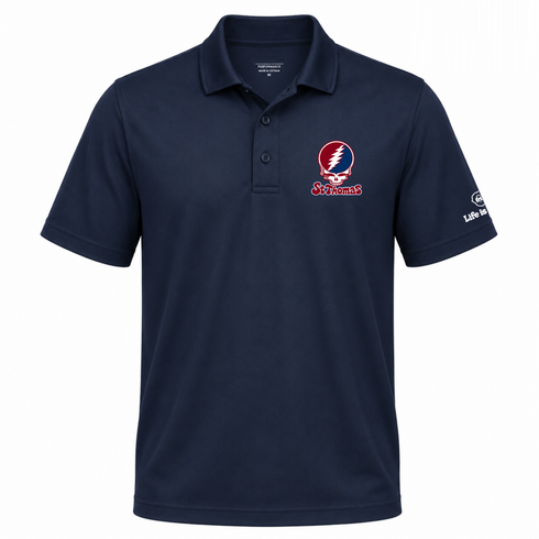 St Thomas Stealie Premium Unisex Polo — Design: St Thomas University — Navy