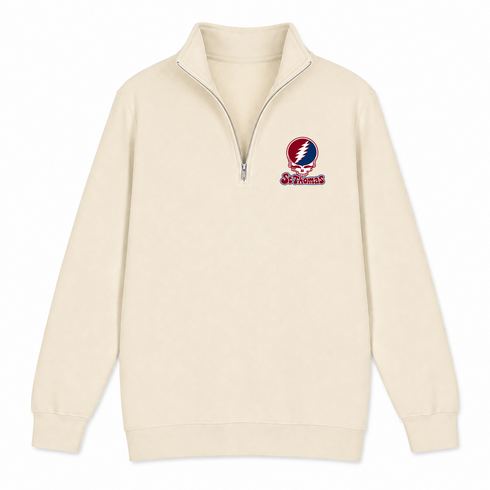 St Thomas Stealie Premium Unisex Quarter-Zip — Design: St Thomas University — Sand