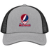 St Thomas Stealie Premium Unisex Trucker Cap — Design: St Thomas University — Heather Grey/Black