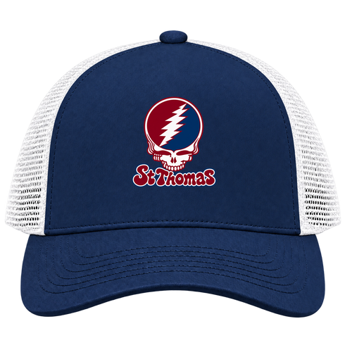 St Thomas Stealie Premium Unisex Trucker Cap — Design: St Thomas University — Navy/White