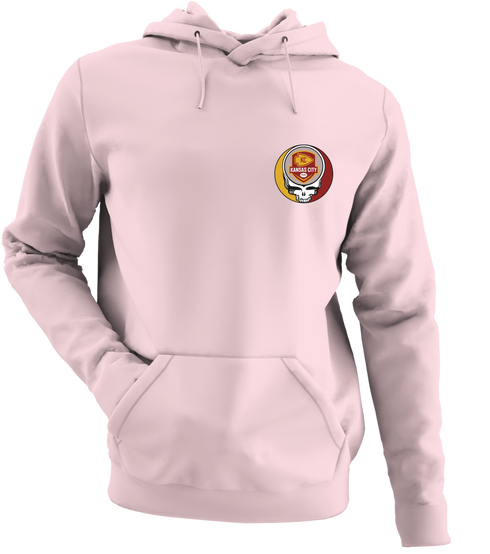 Kansas City Football - Premium Grateful Dead Left Chest Hoodie - Light Pink - 4