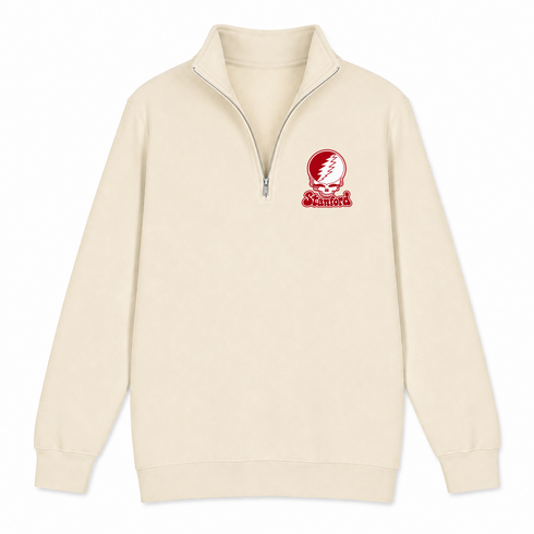 Stanford Stealie Premium Unisex Quarter-Zip — Design: Stanford University — Sand