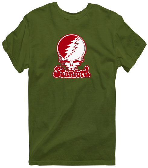 Stanford Stealie Premium Unisex T-Shirt — Design: Stanford University — Military Green