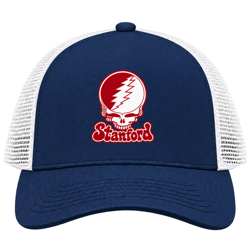 Stanford Stealie Premium Unisex Trucker Cap — Design: Stanford University — Navy/White
