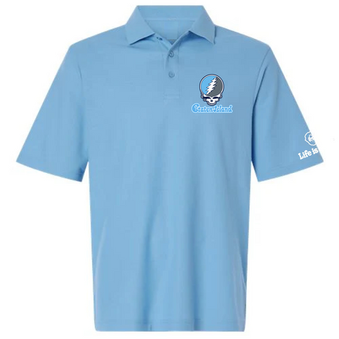 Staten Island Stealie Premium Unisex Polo — Design: Staten Island College of — Blue