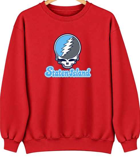Staten Island Stealie Premium Unisex Crewneck — Design: Staten Island College of — Red