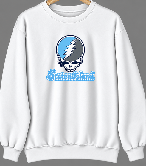 Staten Island Stealie Premium Unisex Crewneck — Design: Staten Island College of — White