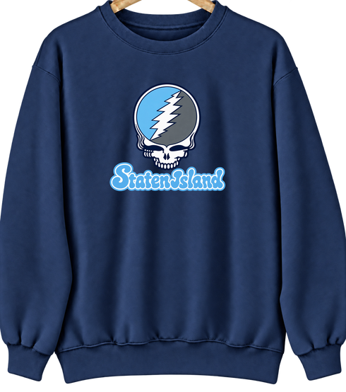 Staten Island Stealie Premium Unisex Crewneck — Design: Staten Island College of — Navy