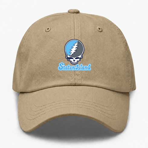 Staten Island Stealie Premium Unisex Dad Hat — Design: Staten Island College of — Khaki