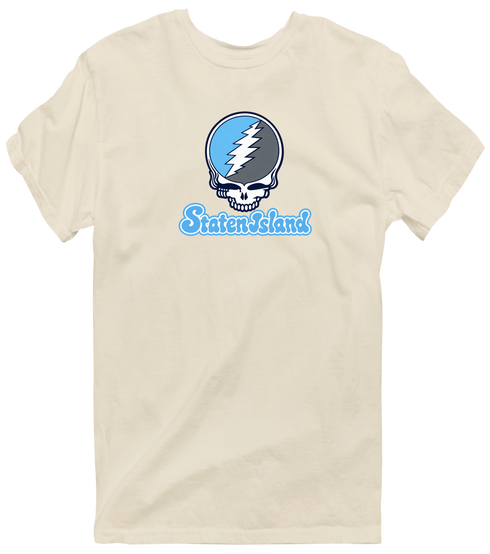 Staten Island Stealie Premium Unisex T-Shirt — Design: Staten Island College of — Sand
