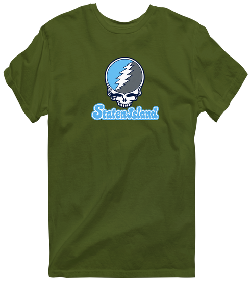 Staten Island Stealie Premium Unisex T-Shirt — Design: Staten Island College of — Military Green