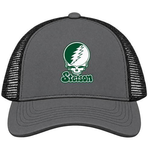 Stetson Stealie Premium Unisex Trucker Cap — Design: Stetson University — Charcoal/Black