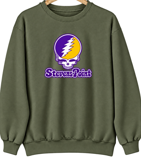 Steven Point Stealie Premium Unisex Crewneck — Design: Wisconsin-Stevens Point University of — Military Green