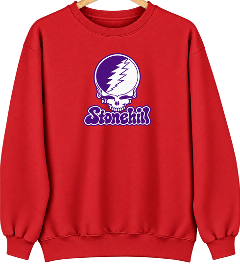 Stonehill Stealie Premium Unisex Crewneck — Design: Stonehill College — Red