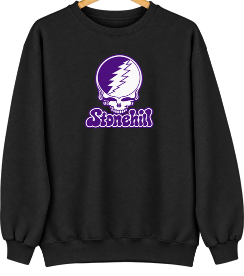 Stonehill Stealie Premium Unisex Crewneck — Design: Stonehill College — Black