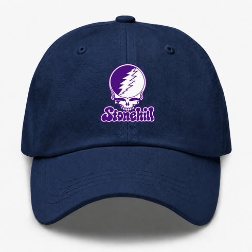 Stonehill Stealie Premium Unisex Dad Hat — Design: Stonehill College — Navy