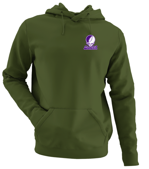 Stonehill Stealie Premium Unisex Hoodie — Design: Stonehill College — Military Green