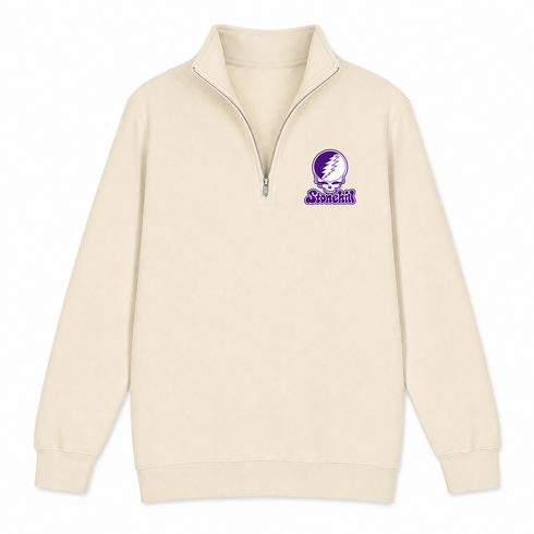 Stonehill Stealie Premium Unisex Quarter-Zip — Design: Stonehill College — Sand