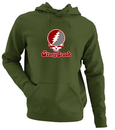 Stony Brook Stealie Premium Unisex Hoodie — Design: Stony Brook University — Military Green