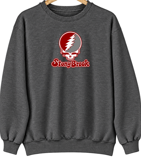 Stony Brook Stealie Premium Unisex Crewneck — Design: Stony Brook University — Dark Heather