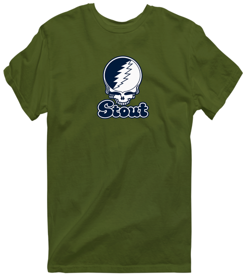 Stout Stealie Premium Unisex T-Shirt — Design: Wisconsin-Stout University of — Military Green