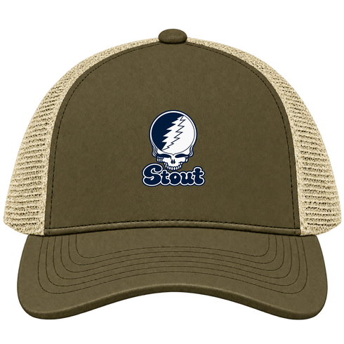 Stout Stealie Premium Unisex Trucker Cap — Design: Wisconsin-Stout University of — Moss/Khaki