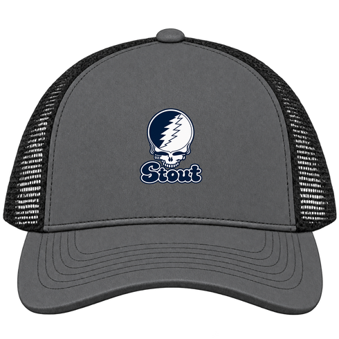 Stout Stealie Premium Unisex Trucker Cap — Design: Wisconsin-Stout University of — Charcoal/Black