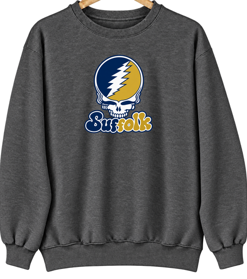 Suffolk Stealie Premium Unisex Crewneck — Design: Suffolk University — Dark Heather