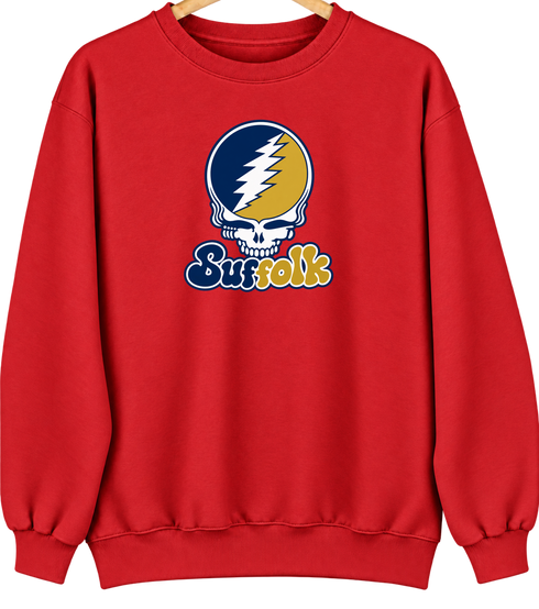 Suffolk Stealie Premium Unisex Crewneck — Design: Suffolk University — Red