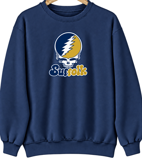 Suffolk Stealie Premium Unisex Crewneck — Design: Suffolk University — Navy