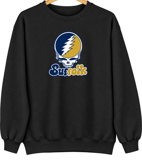 Suffolk Stealie Premium Unisex Crewneck — Design: Suffolk University — Black