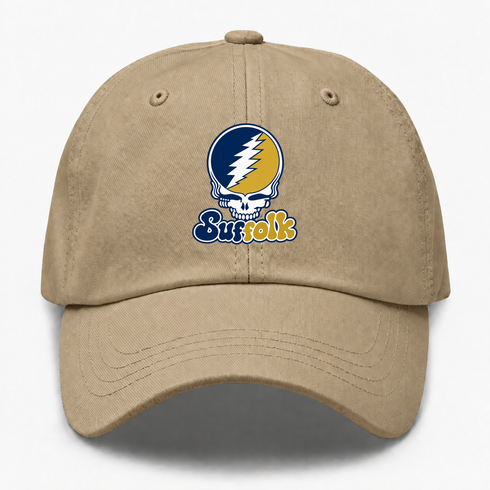 Suffolk Stealie Premium Unisex Dad Hat — Design: Suffolk University — Khaki