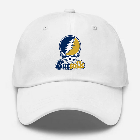 Suffolk Stealie Premium Unisex Dad Hat — Design: Suffolk University — White
