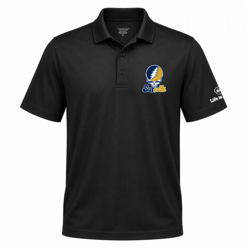 Suffolk Stealie Premium Unisex Polo — Design: Suffolk University — Black