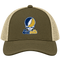 Suffolk Stealie Premium Unisex Trucker Cap — Design: Suffolk University — Moss/Khaki