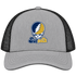 Suffolk Stealie Premium Unisex Trucker Cap — Design: Suffolk University — Heather Grey/Black