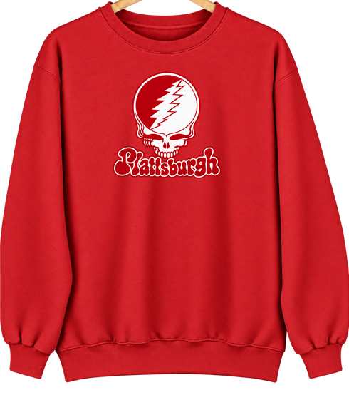 Plattsburgh Stealie Premium Unisex Crewneck — Design: SUNY Plattsburgh — Red