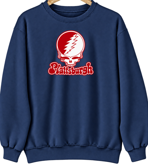 Plattsburgh Stealie Premium Unisex Crewneck — Design: SUNY Plattsburgh — Navy